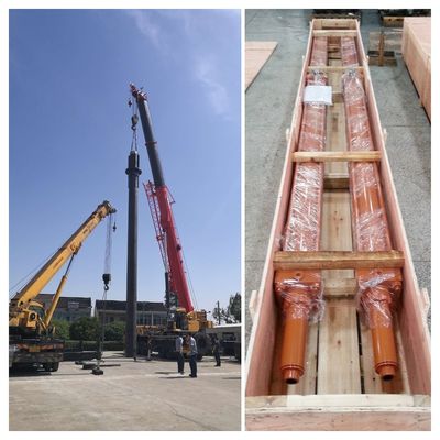 Tekanan Kerja 21 Mpa Single Acting Heavy Duty 3 Stage Hydraulic Cylinder dengan 27SiMn Cylinder Tube